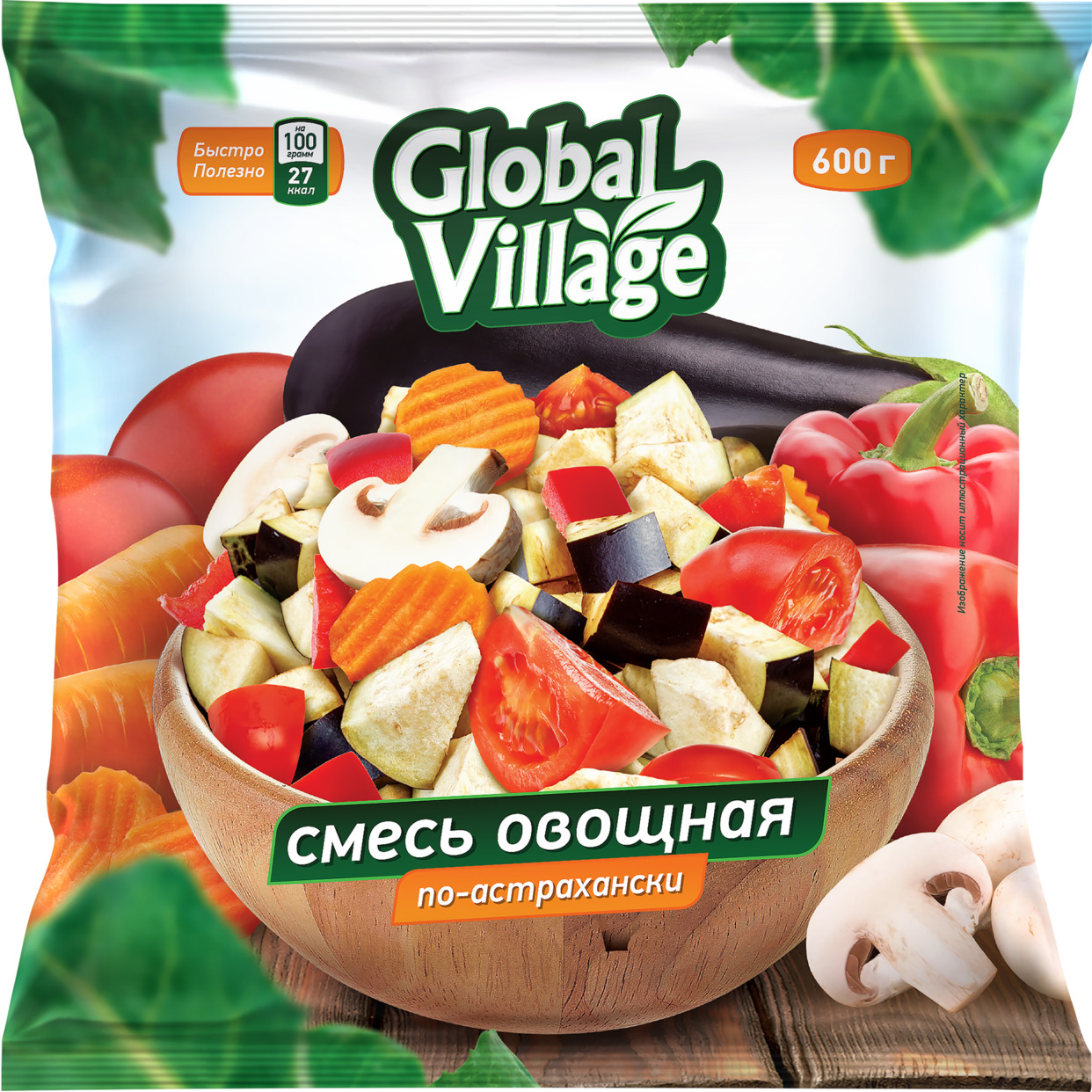 Акция в Пятерочке на Global village Смесь овощная быстрозамороженная «По-астрахански» 600 г
