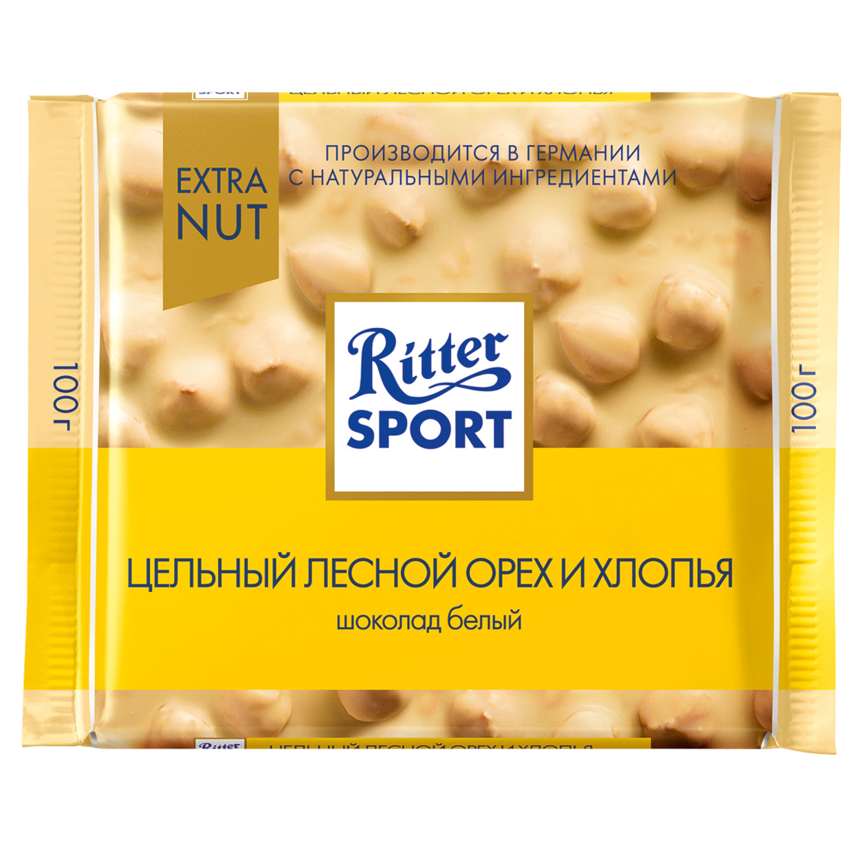 Шоколад Ritter Sport Белый Цельный лесной орех и хлопья 100г по акции в Пятерочке