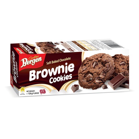 126Г BERGEN COOKIES Шоколадное печенье с кусочками шоколада "Брауни" (40%) по акции в Пятерочке