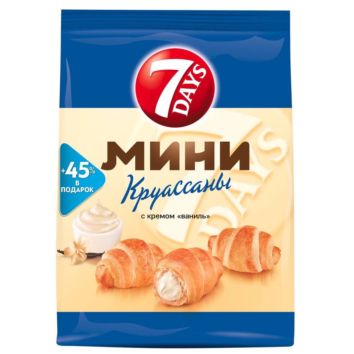 7DAYS Мини Круассаны с кремом со вкусом "Ваниль" 105г. по акции в Пятерочке
