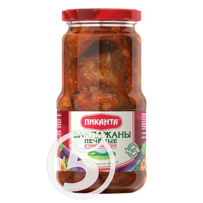 Баклажаны "Пиканта" печеные в томатном соусе 520г по акции в Пятерочке