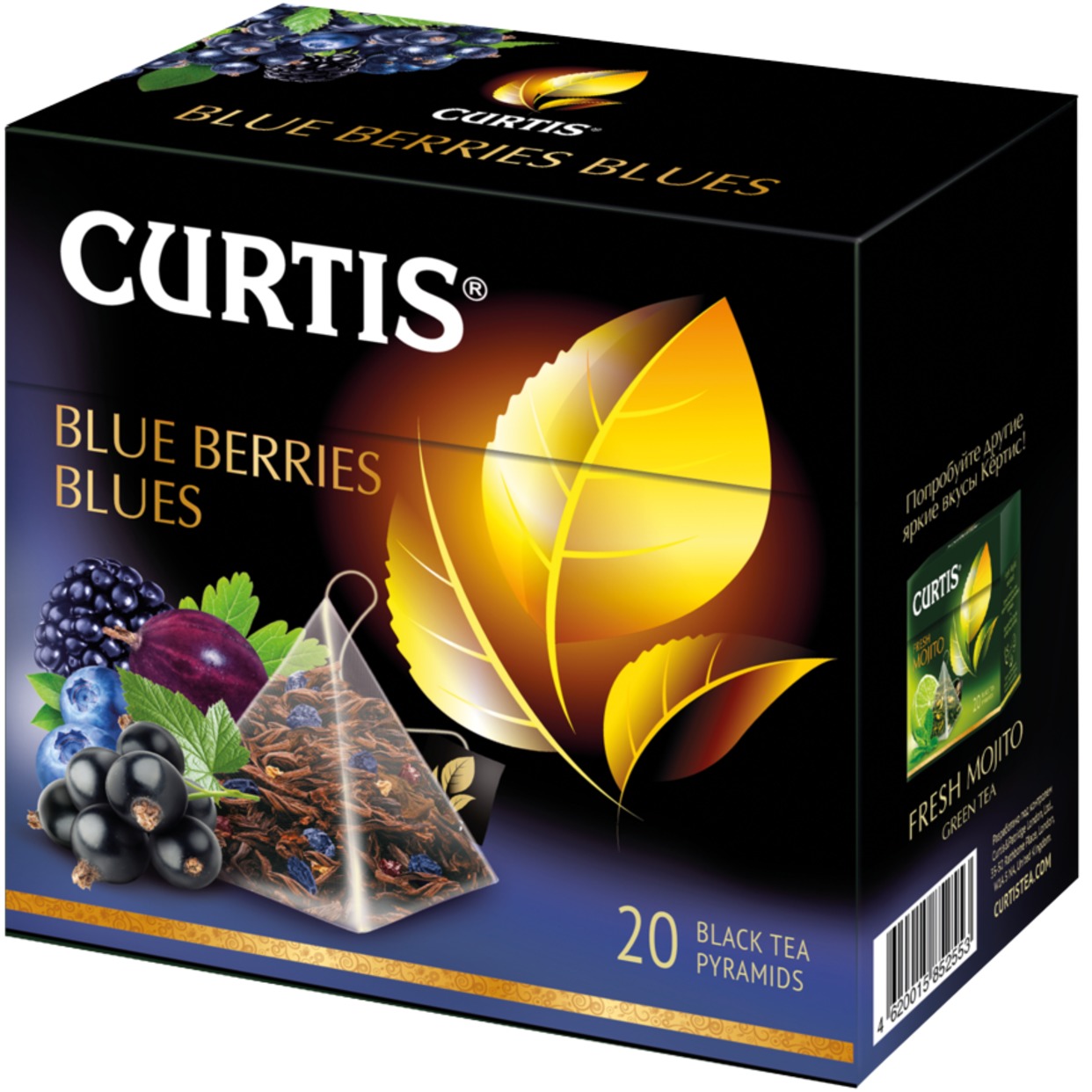 Blue Berries Blues черный аромат. Лист. чай с черной смор., ежевикой, черникой и лепест. цветков василька в пирам. 20 X 1.8 г по акции в Пятерочке