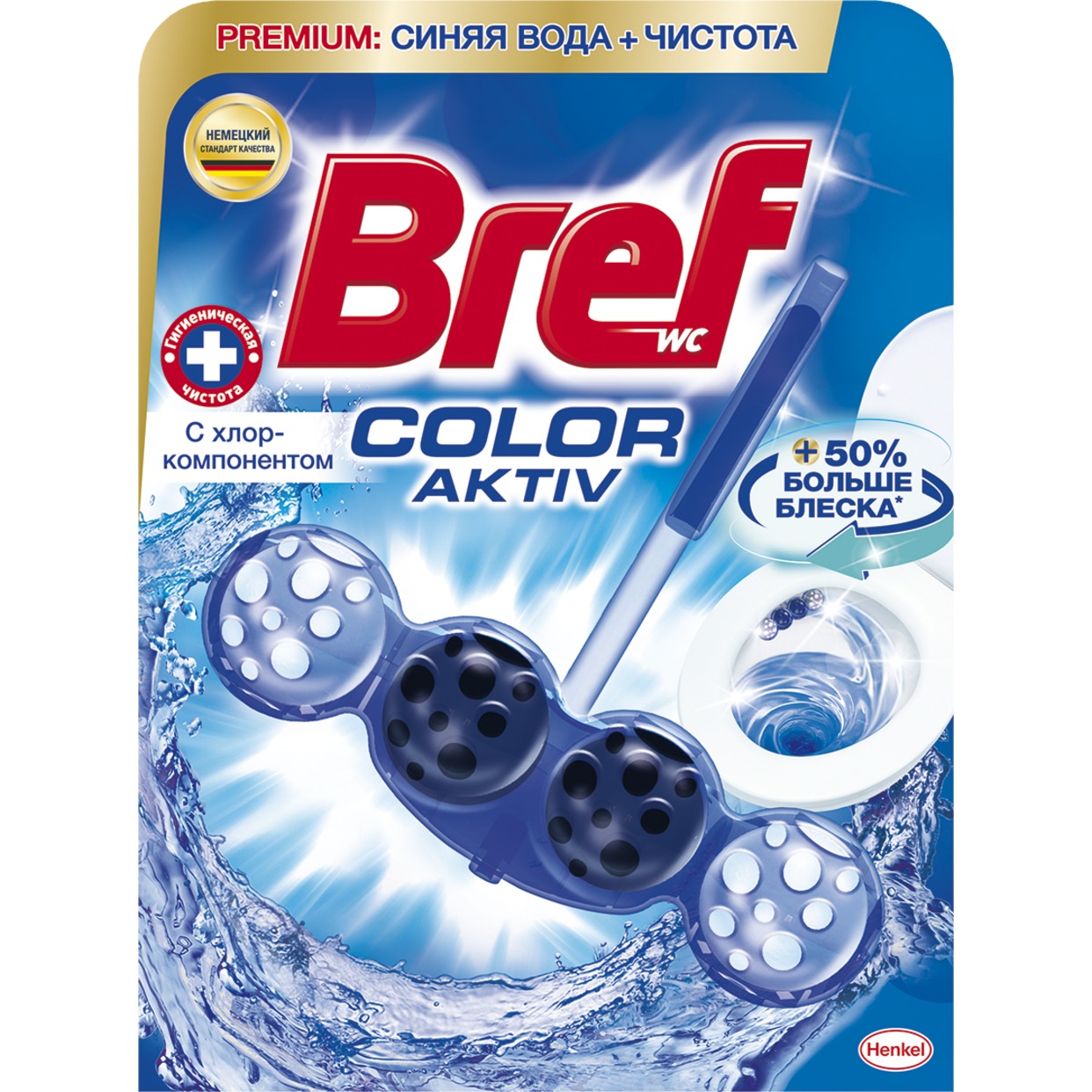 BREF Средство чистящее для унитаза Бреф Колор Актив с хлор-компонентом 50г по акции в Пятерочке