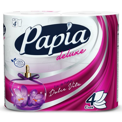 Бумага туалетная "Papia" Deluxe Dolce Vita 4 слоя 4шт по акции в Пятерочке