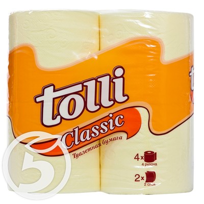 Бумага туалетная "Tolli" Classic цветная 2 слоя 4шт