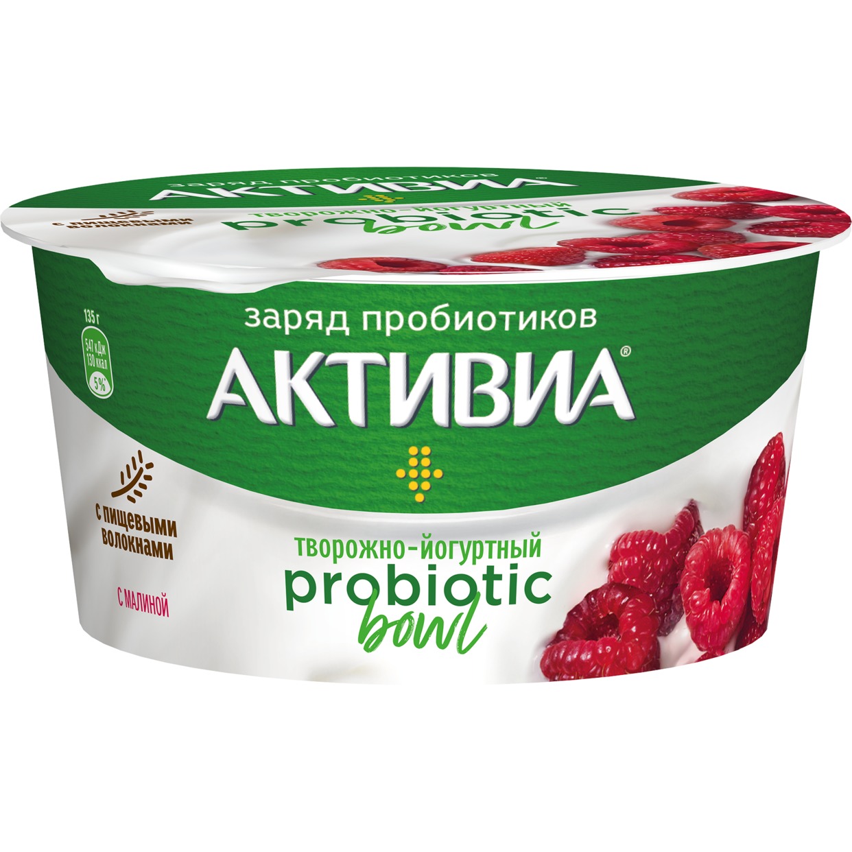 БЗМЖ Биопродукт Творожно-йогуртный обогащенный с пищ.вол.и с малиной 3,5% 135 г по акции в Пятерочке