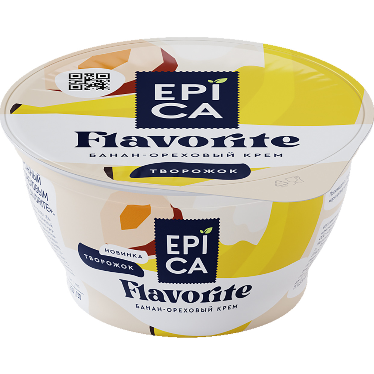 БЗМЖ Десерт творожный с бананом и ореховым кремом EPICA Flavorite 7,6% 130г по акции в Пятерочке