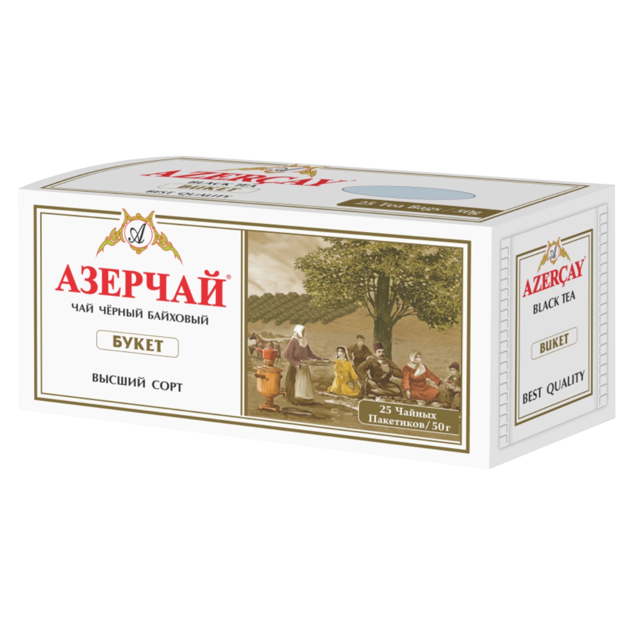 Чай Азерчай, букет, черный, 25х2 г