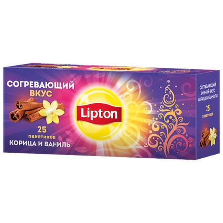 Чай  черный ароматизированный Lipton Корица Ваниль 25 пак., 1.5г.