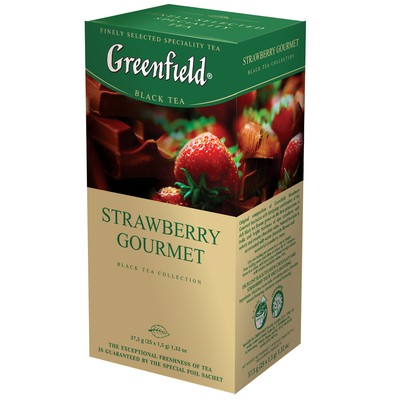 Чай "Greenfield" черный Strawberry Gourmet 25 пак по акции в Пятерочке