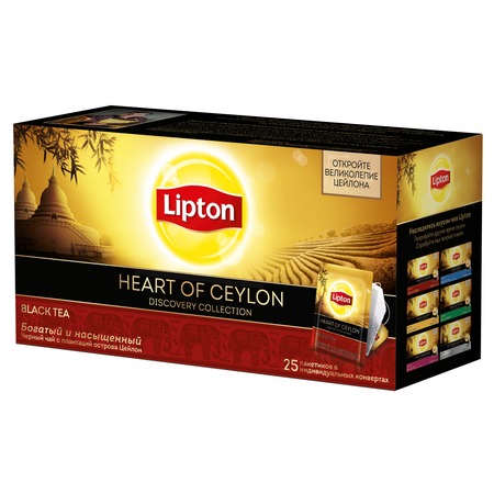 Чай Lipton, Heart of Ceylon, черный байховый, 25-2 г по акции в Пятерочке