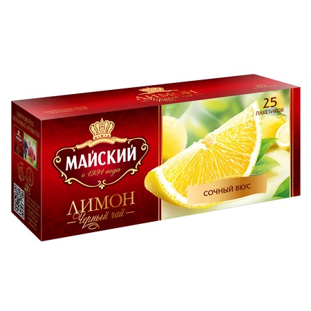 Чай Майский Лимон, 25х1,5 г по акции в Пятерочке