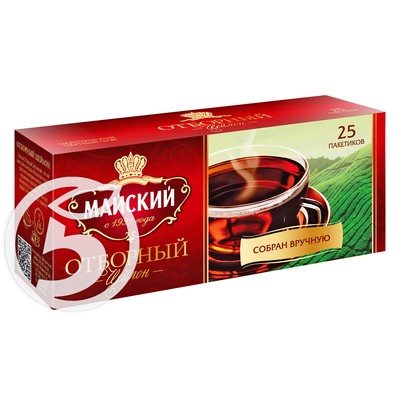 Чай "Майский" Отборный Цейлон черный 25пак по акции в Пятерочке