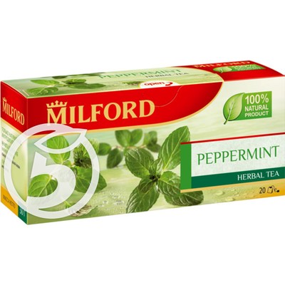 Чай "Milford" Peppermint травяной 20пак по акции в Пятерочке