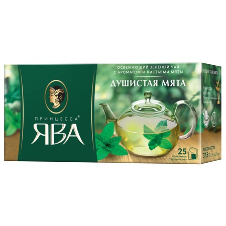 Чай Принцесса Ява, душистая мята, зеленый, 25х1,5 г