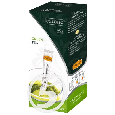 Чай "Teatone" зеленый 15 стиков по акции в Пятерочке