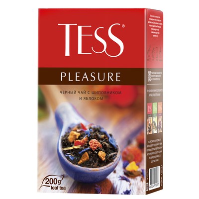 Чай "Tess" Pleasure c шиповником и яблоком черный 200г по акции в Пятерочке