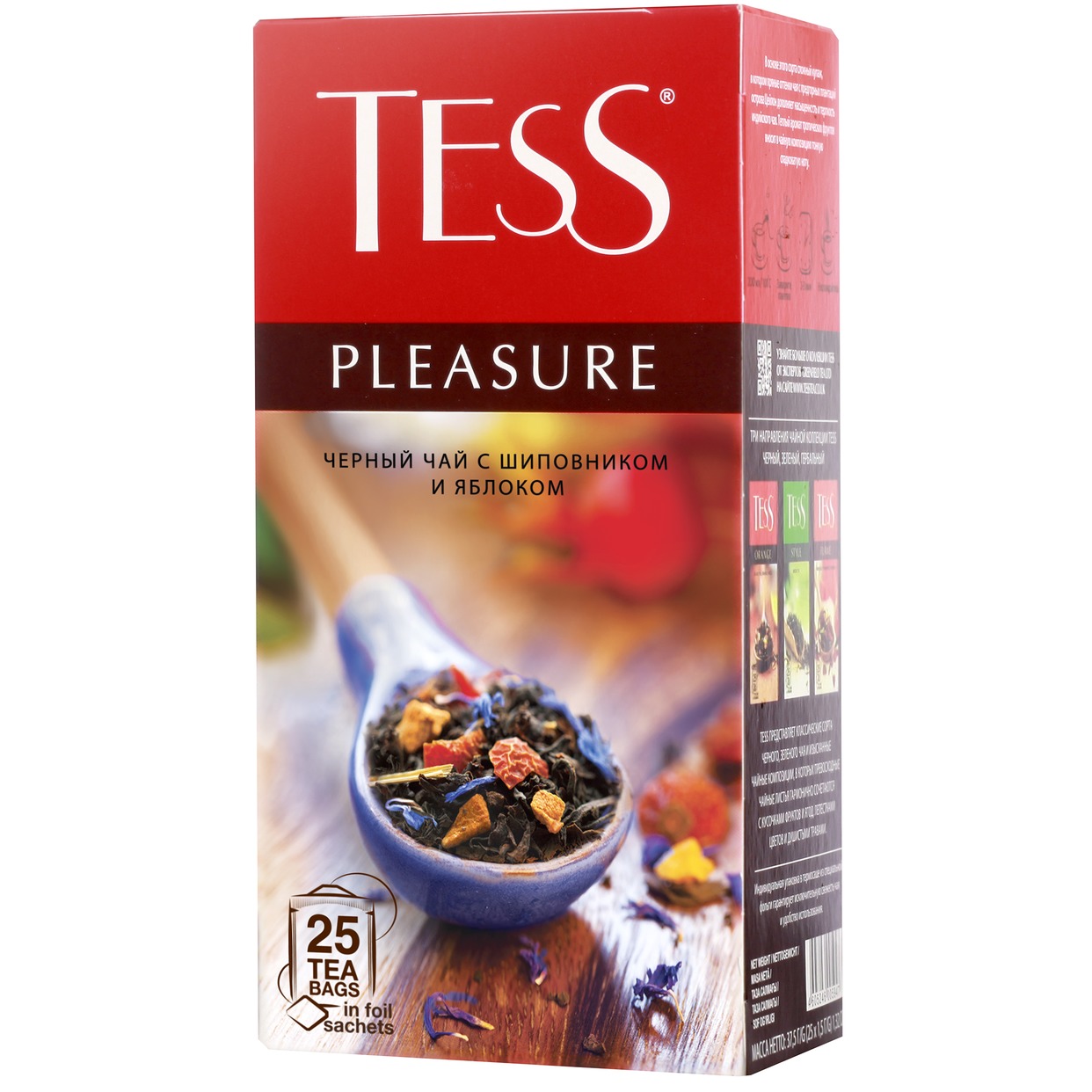 Чай Tess Pleasure черный с шиповником и яблоком 25пак*1,5г