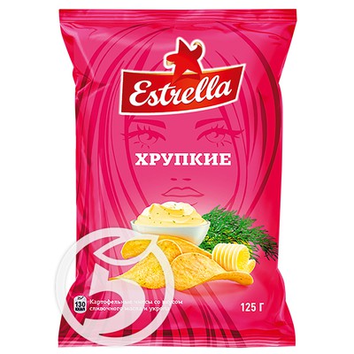 Чипсы "Estrella" со вкусом сливочного масла и укропа 125г по акции в Пятерочке