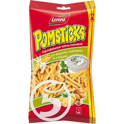 Чипсы "Pomsticks" Соломкой со вкусом сметаны и специй 100г