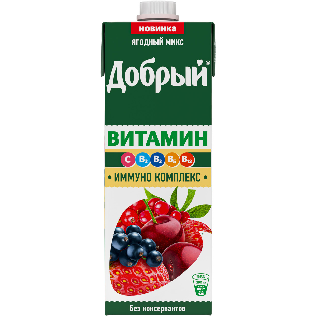 Добрый напиток сокосодерж фрукт-ягод обогощ витамин "Ягодный микс"