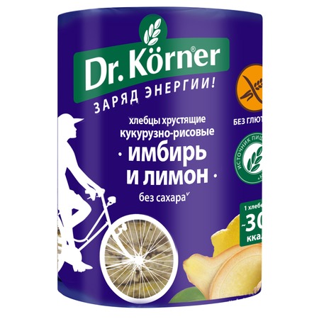 Dr Korner Хлебцы Кукурузно-рисовые с Имбирем и лимоном 90г. по акции в Пятерочке