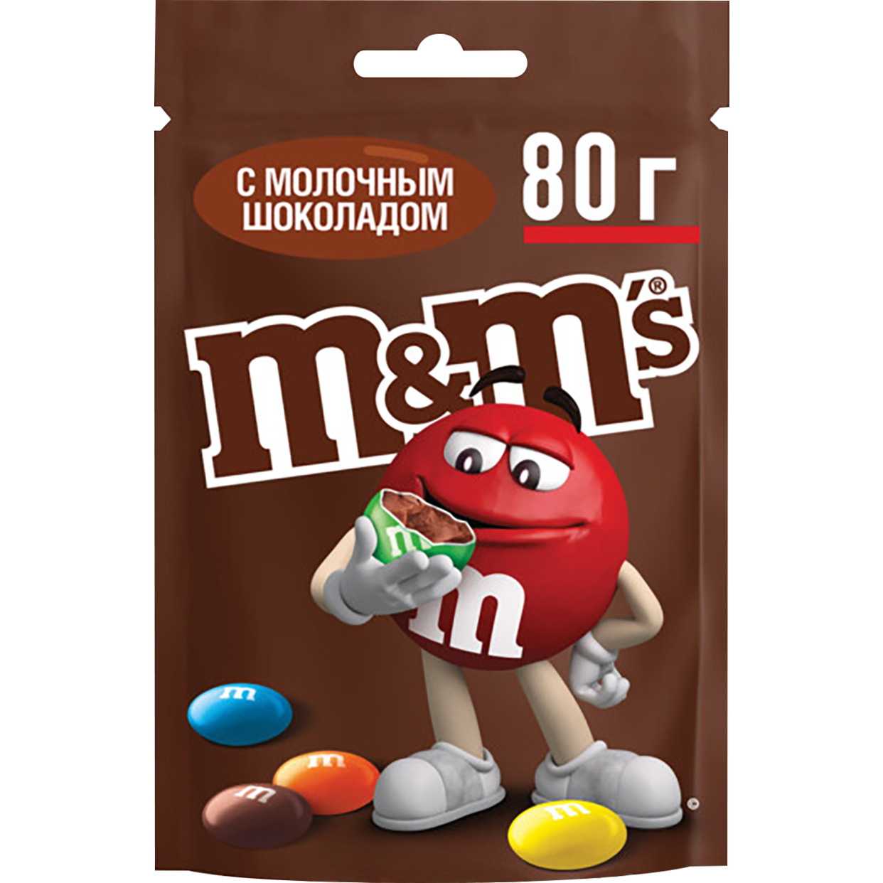 Драже M&M’s с молочным шоколадом, покрытое хрустящей разноцветной глазурью, 80г по акции в Пятерочке