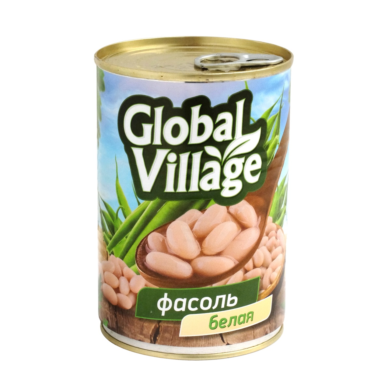 Фасоль Global Village, белая в собственном соку, 425 мл по акции в Пятерочке