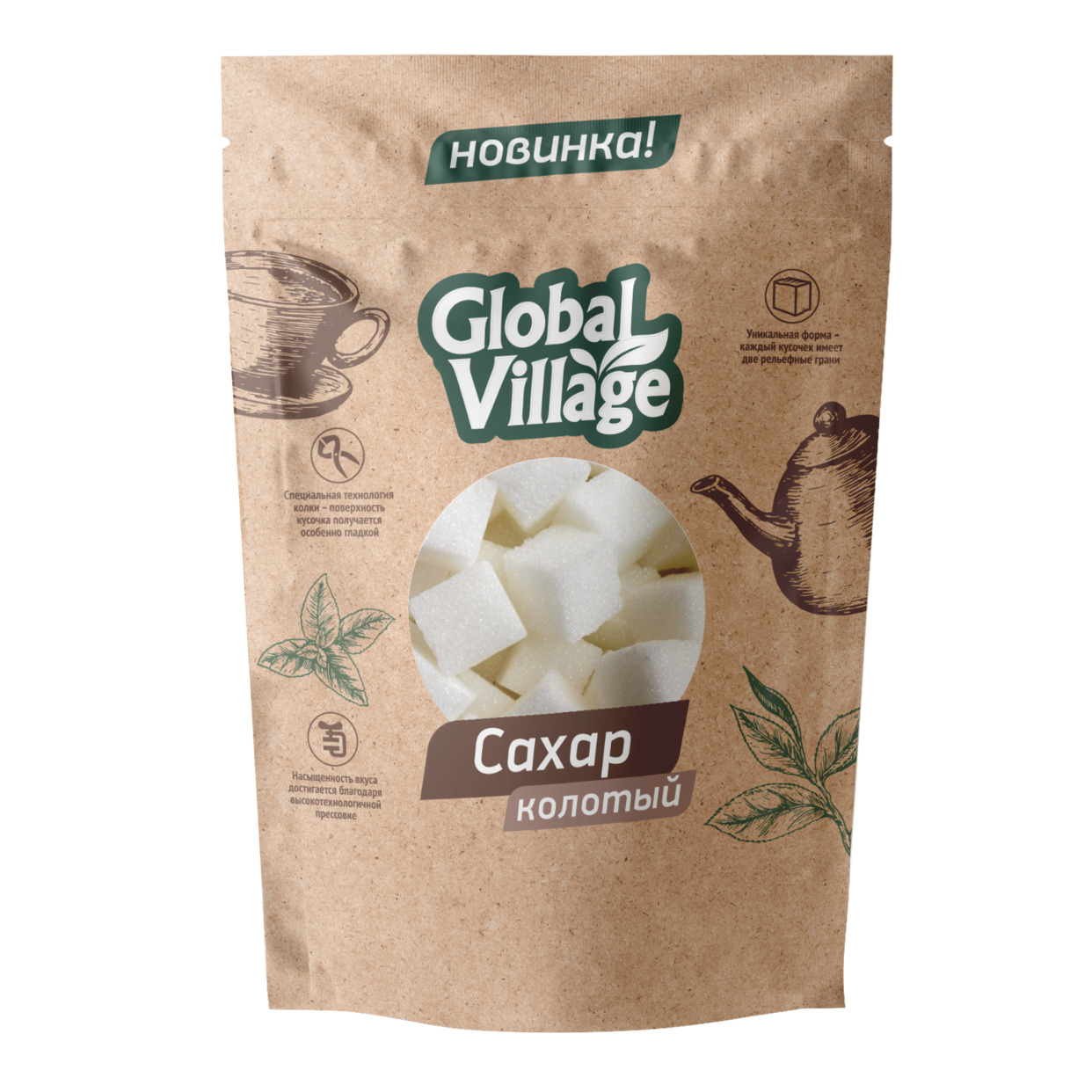 Global Village сахар кусковой прессованный колотый 420г по акции в Пятерочке