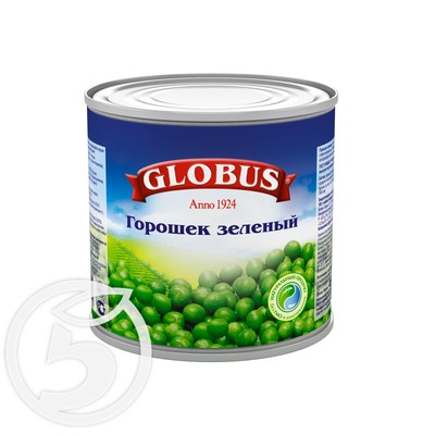 Горошек "Globus" зеленый 400г по акции в Пятерочке