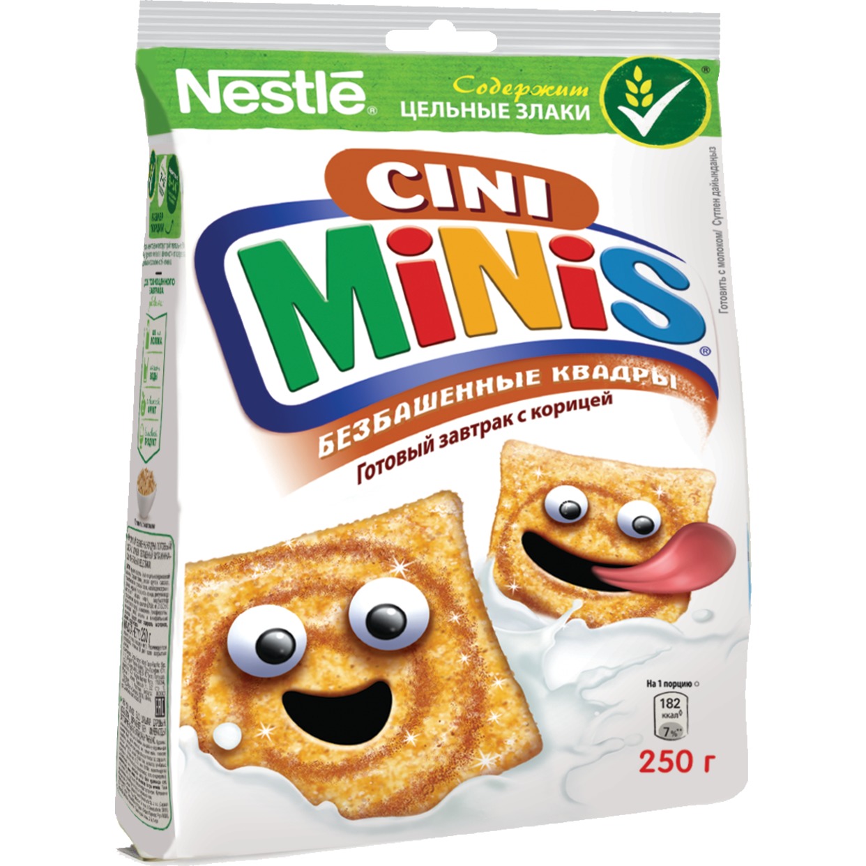 Готовый завтрак Nestle Cini Minis, безбашенные квадры, с корицей, 250 г