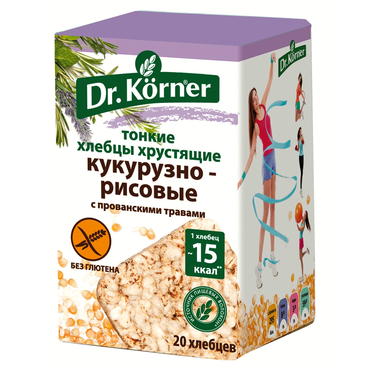 Хлебцы Dr.Korner, хрустящие, кукурузно-рисовые, с прованскими травами, 100 г