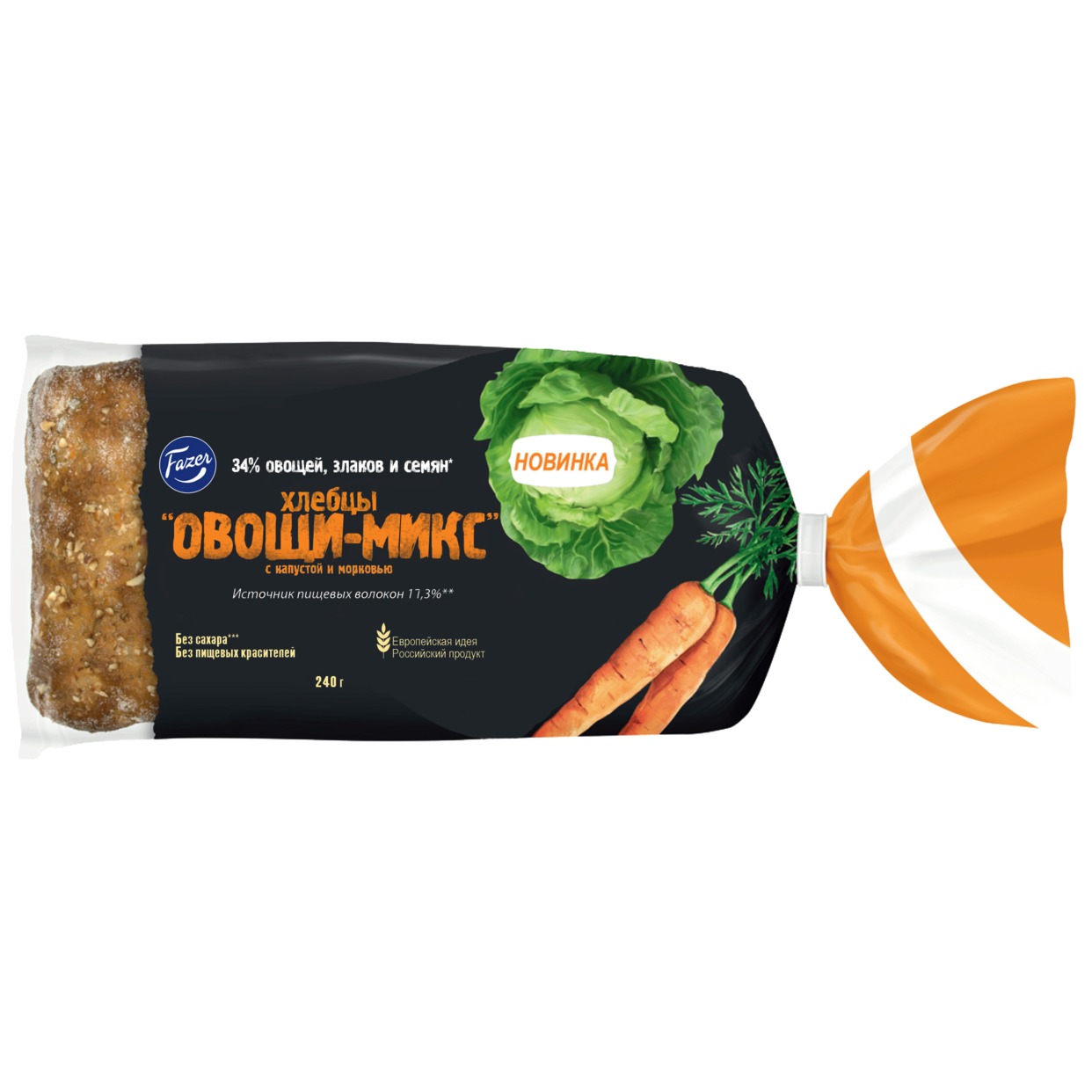 Хлебцы Fazer Овощи-Микс c капустой и морковью 4 шт.*60 г 240 г