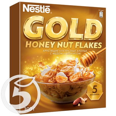 Хлопья "Nestle" кукурузные с медом и арахисом 300г по акции в Пятерочке