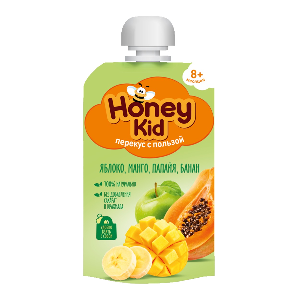 Honey kid Пюре из яблок, манго, папайи и бананов гомогенизированное с 8 мес 220 г