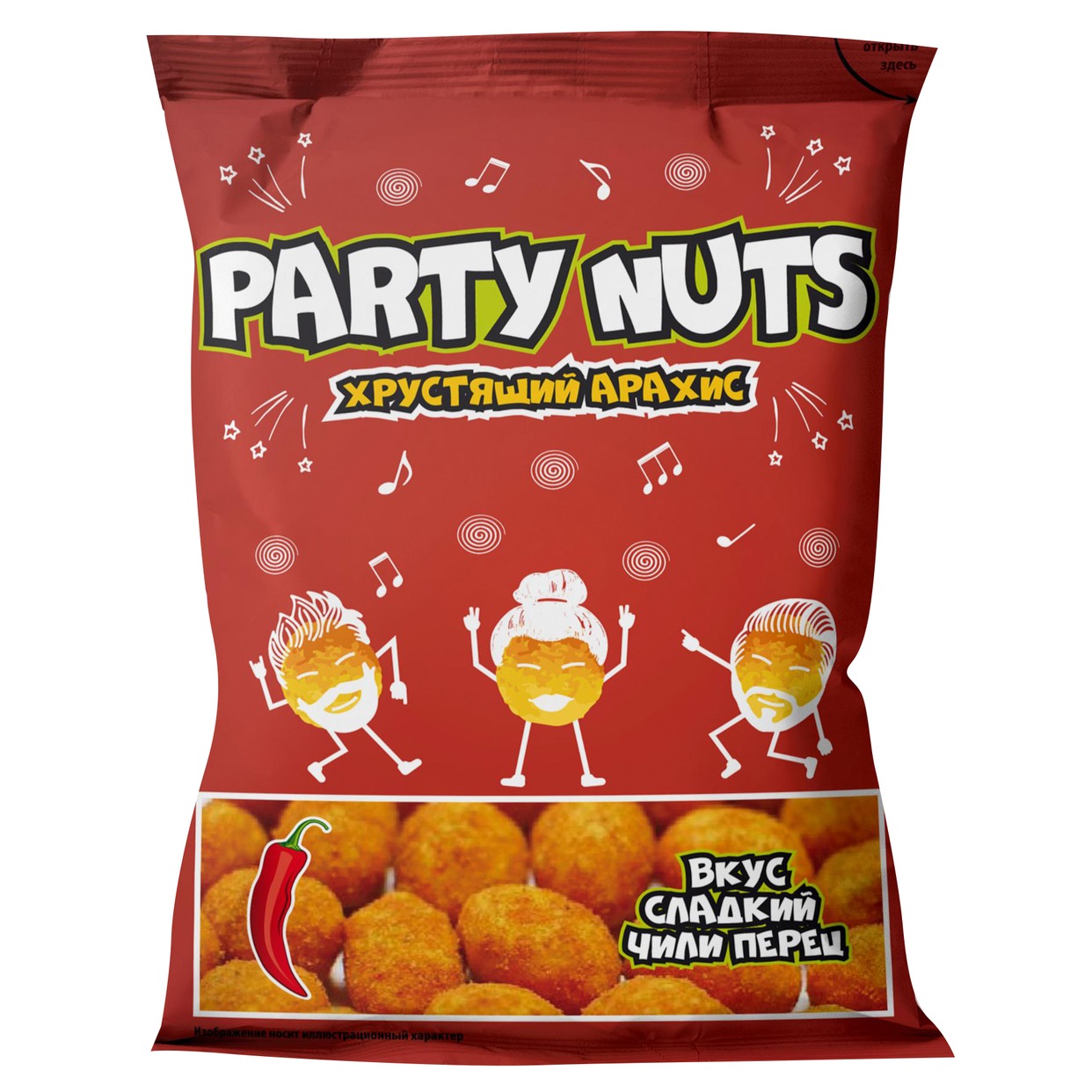 Хрустящий арахис со вкусом Сладкого Чили "PARTY NUTS", 100 г