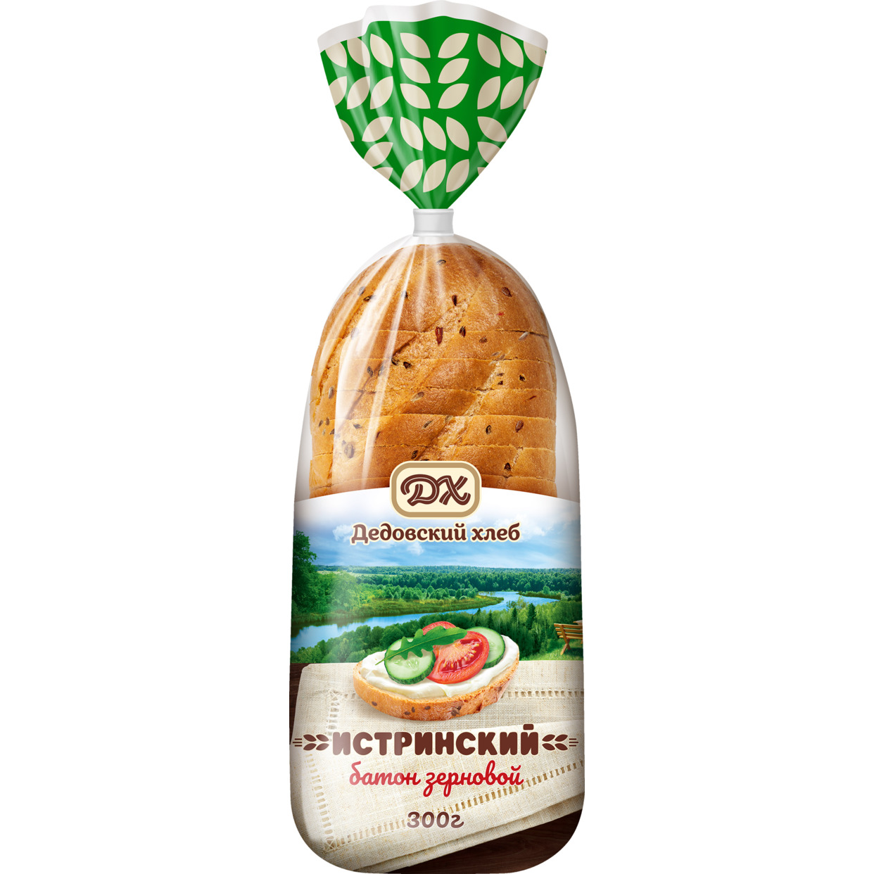 Изделие хлебобулочное из пшеничной муки: батон «Истринский» зерновой нарезанный в упаковке, 300 г