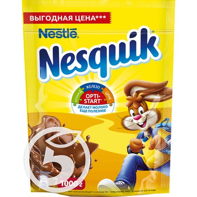 Какао "Nesquik" плюс 1000г по акции в Пятерочке