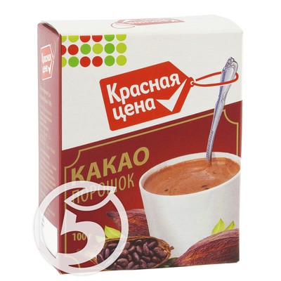 Какао-порошок "Красная Цена" 100г по акции в Пятерочке