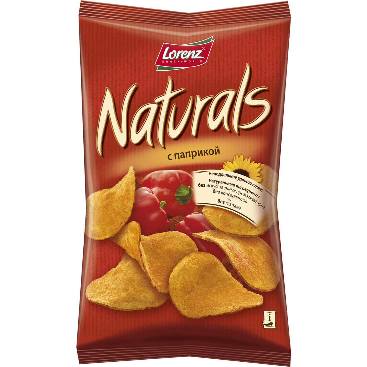 Картофельные чипсы “Naturals” с паприкой, 100 гр. по акции в Пятерочке
