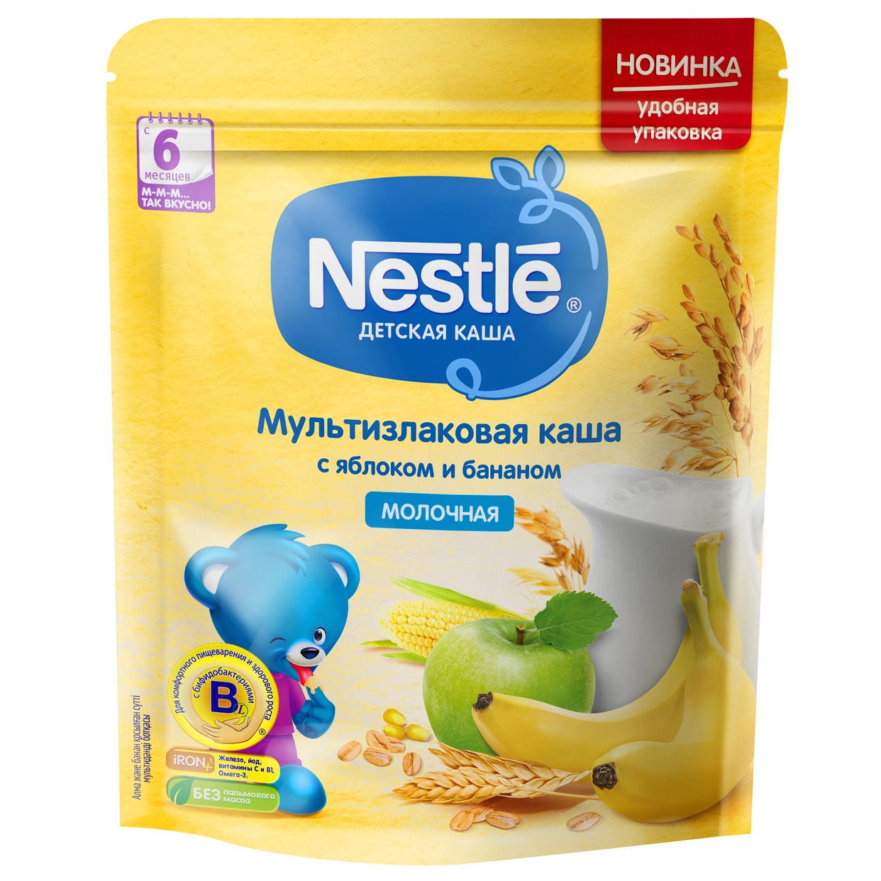 Каша Nestle Мультизлаковая с яблоком и бананом 220г по акции в Пятерочке
