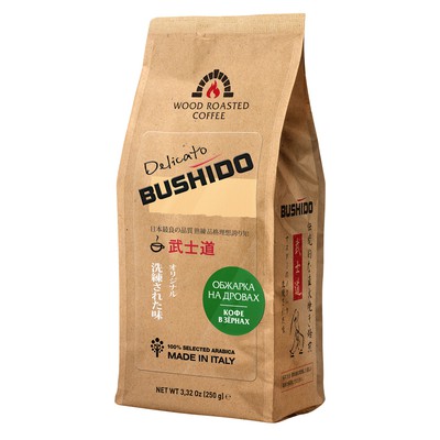 Кофе "Bushido" Delicato в зернах 250г по акции в Пятерочке