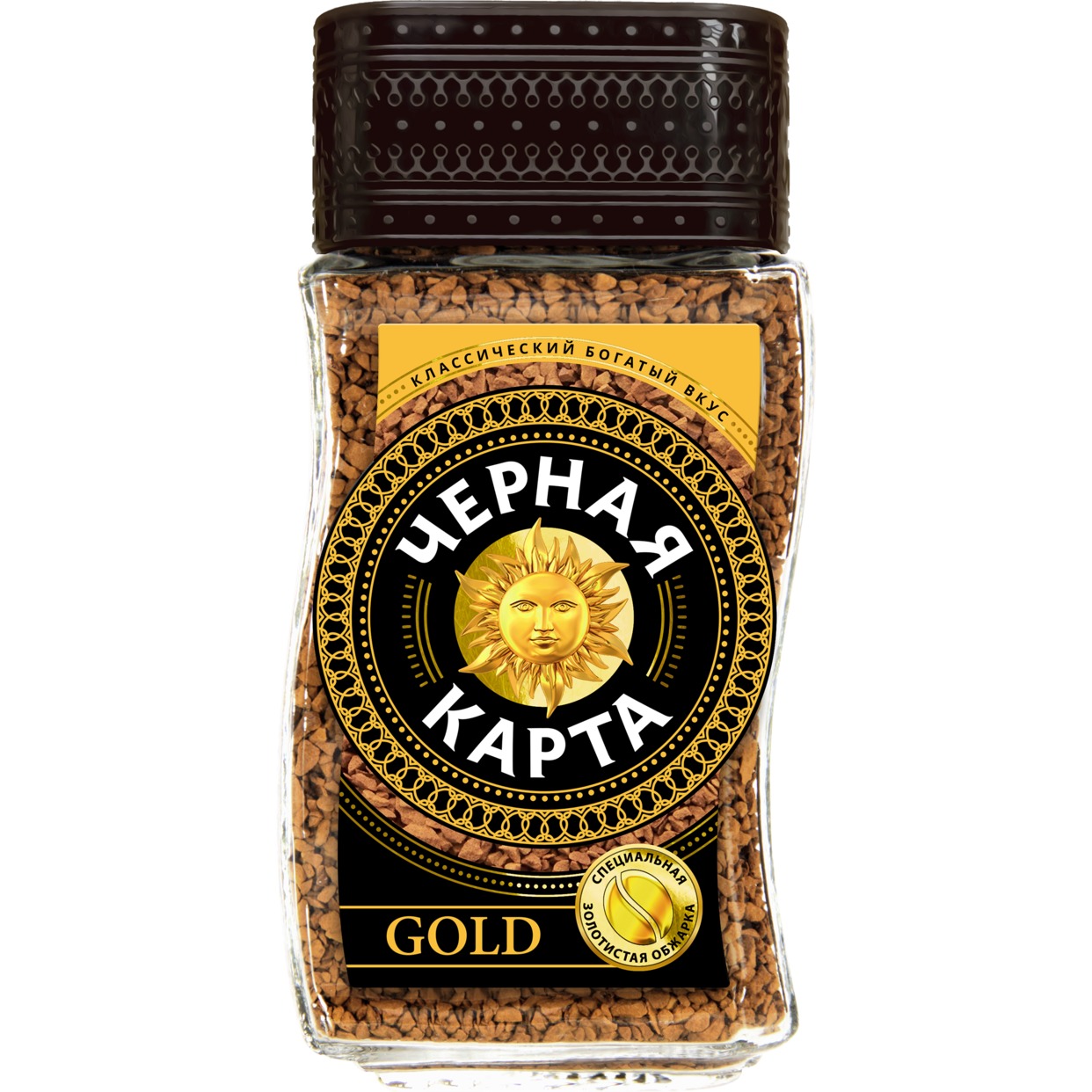 Кофе Черная Карта Gold натуральный растворимый сублимированный 190 г по акции в Пятерочке