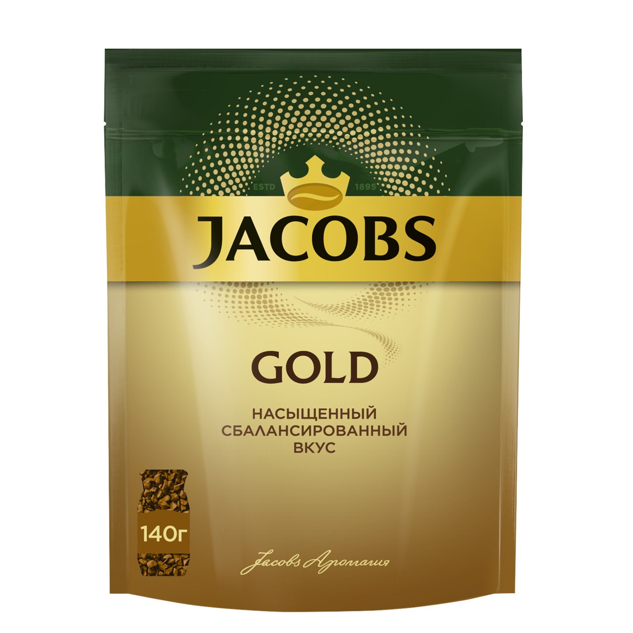 Кофе Jacobs Gold, расворимый, 140 г по акции в Пятерочке