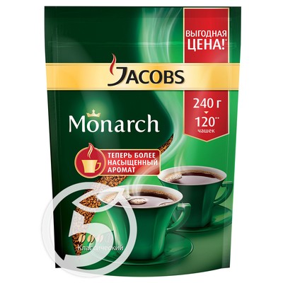 Кофе "Jacobs" Monarch растворимый 240г по акции в Пятерочке