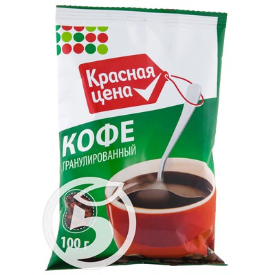 Кофе "Красная Цена" растворимый гранулированный 100г по акции в Пятерочке