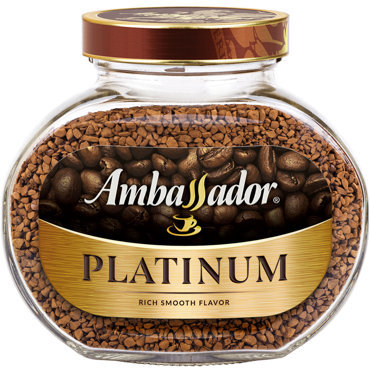Kофе натуральный растворимый сублимированный Ambassador Platinum, ст.б., 190г по акции в Пятерочке