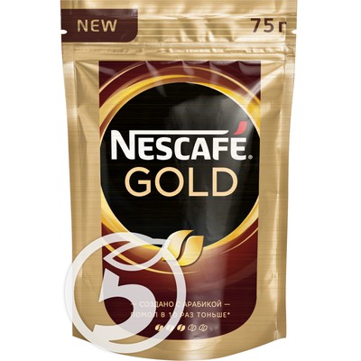 Кофе "Nescafe" Gold растворимый с добавлением натурального молотого 75г по акции в Пятерочке