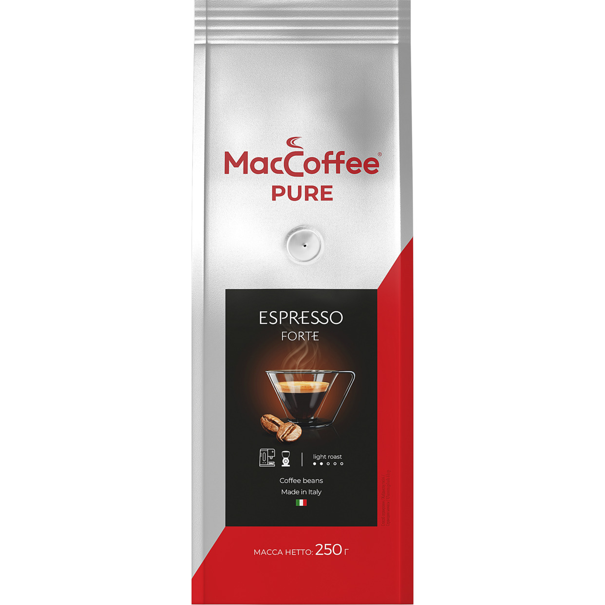 Кофе жареный натуральный в зернах MacCoffee "PURE Espresso Forte", 250г