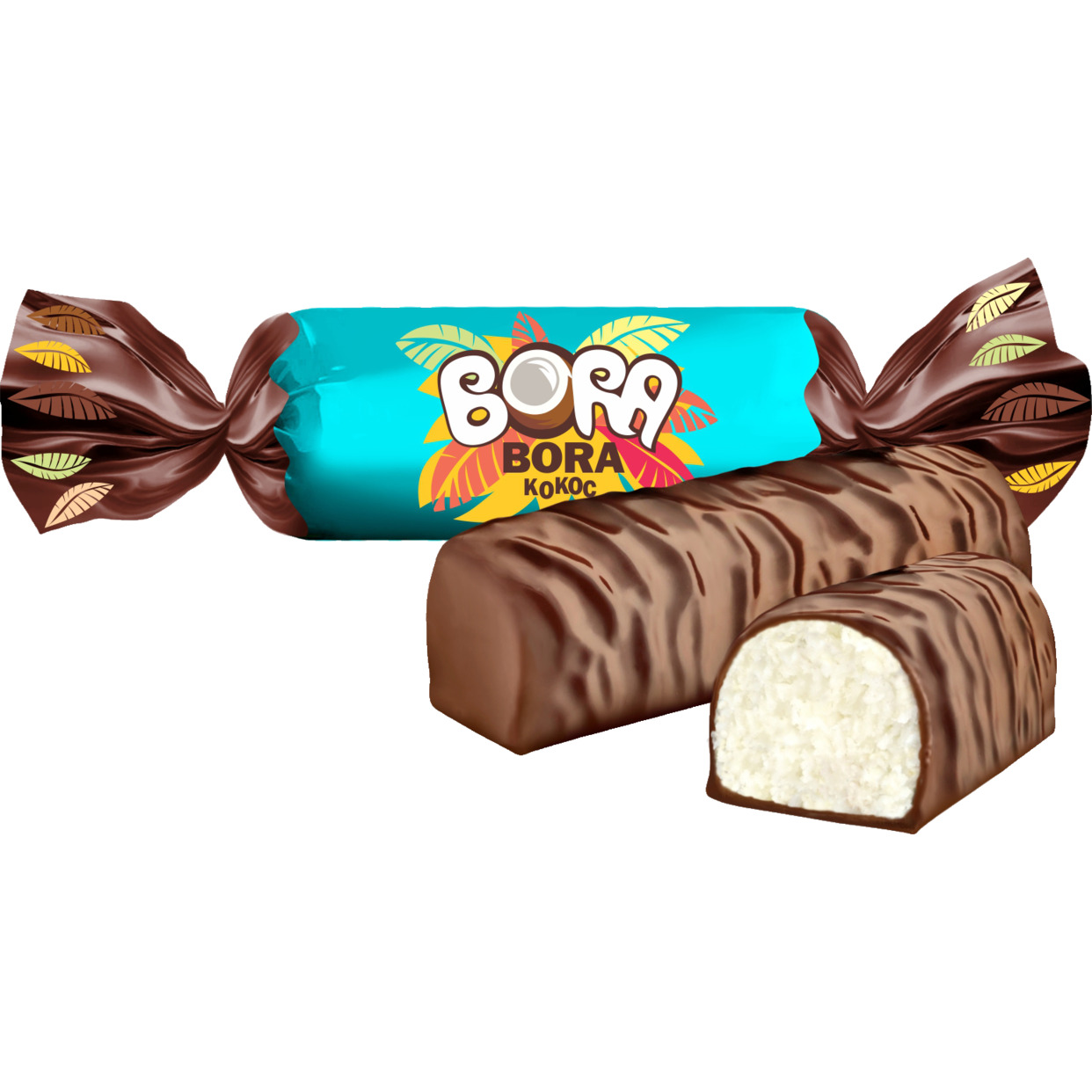 Конфеты "BORA-BORA" кокос с комбинированными конфетными массами глазированные 1 кг